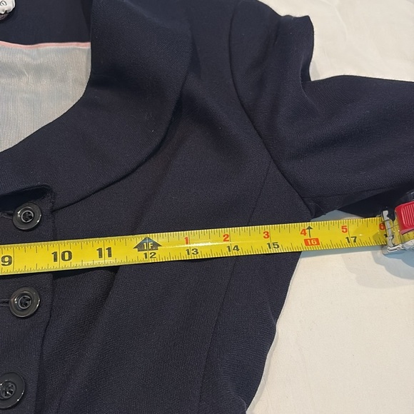 Sine Anthropology Navy Wool Blazer. Cinched Sleeves. Double Breasted. Size 0 - Picture 9 of 12